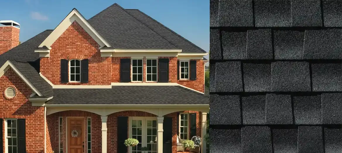 Timberline AS II shingles in Charcoal, on a house and up close