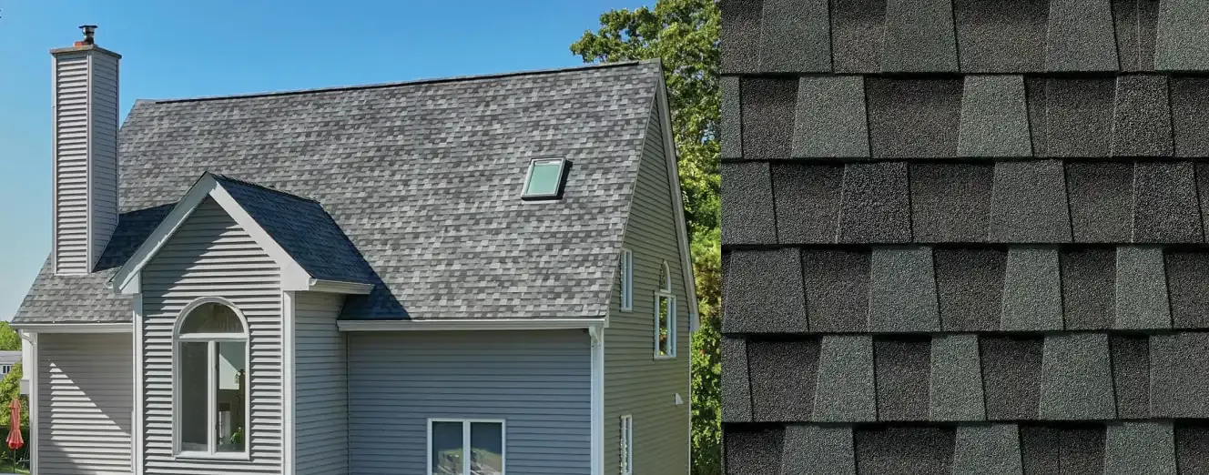 Timberline HDZ shingles in Cliffside, on a house and up close