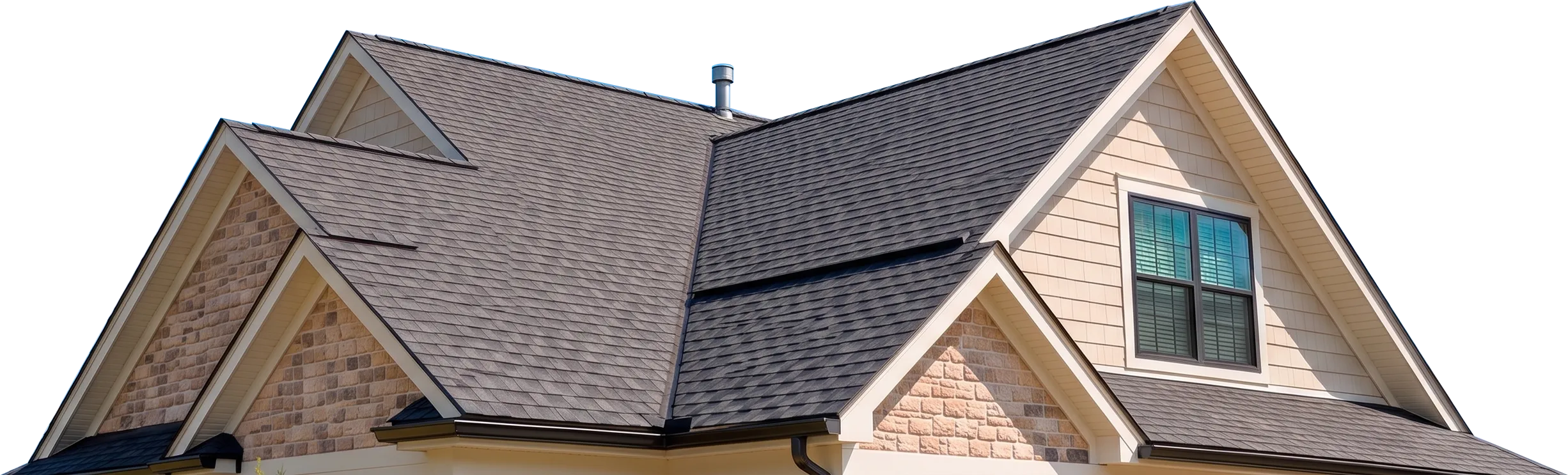 Architectural shingle roof on a brick and siding home
